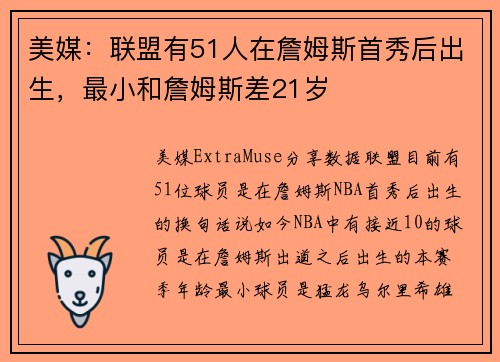 美媒：联盟有51人在詹姆斯首秀后出生，最小和詹姆斯差21岁